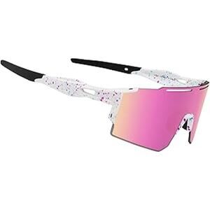 NWT OULAIQI Sunglasses for Cycling Men Women Baseball Glasses 1 Lens Pink
